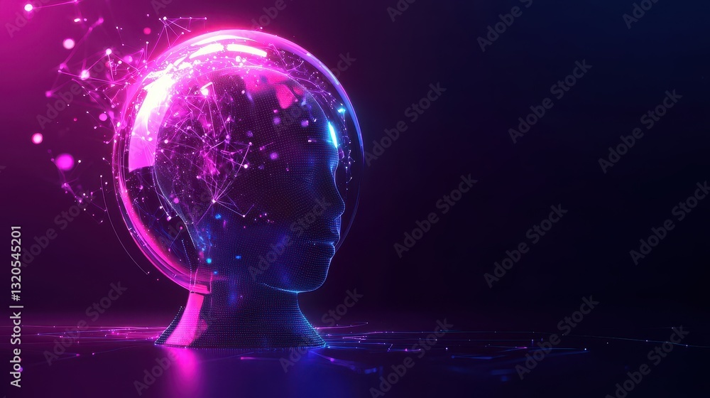 Aufkleber abstract representation of a human head with glowing light emitting from within symbolizing creativi