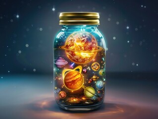 Cosmic jar creation digital art universe interstellar close-up imagination and science
