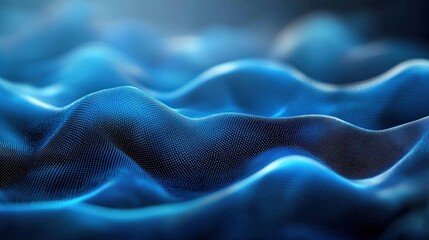 Obraz premium Blue abstract wave particles creating a soft and flowing surface