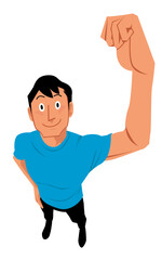 ガッツポーズをする男性