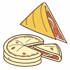 pancakes with cheese vector illustration triangle tortilla chip food 