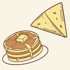 pancakes with cheese vector illustration triangle tortilla chip food 