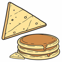 pancakes with cheese vector illustration triangle tortilla chip food 