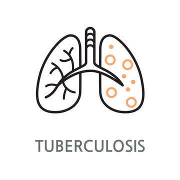 11.Tuberculosis.eps.Lung, tuberculosis icon. Edible lung, tuberculosis, tuberculosis line icon on a white background. EPS, PNG, JPG