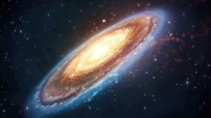 Fototapeta premium Exploring the cosmic beauty of a spiral galaxy outer space digital art dark environment wide angle astronomy concept