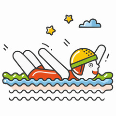 cartoon illustration of a man in a boat