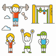 set of cartoon sport people