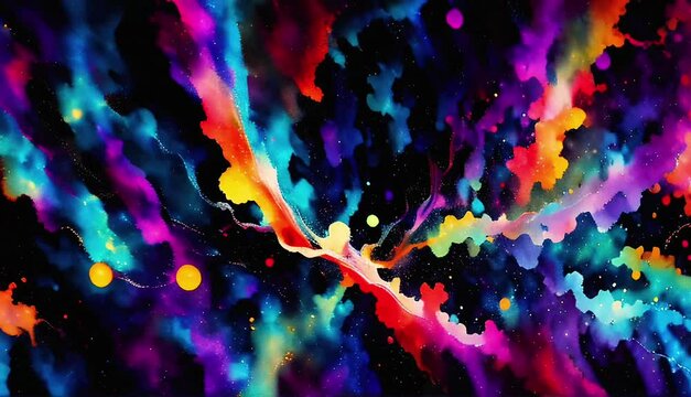 vibrant cosmic explosion in rainbow colors,footage,seamless loopable morphing animation