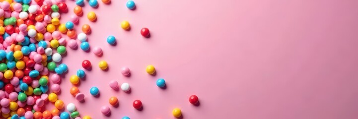 Obraz premium Densely packed colorful sprinkles forming a pink backdrop , sweet texture, pattern, texture