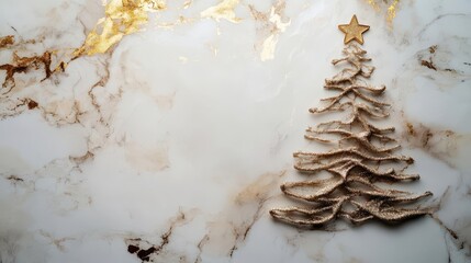 Golden Star Ornament on Marble Background for Holiday Decoration