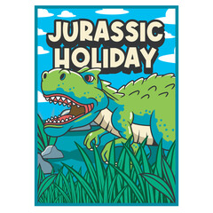 Vector Illustration of Tiny T-Rex with Cute Illustration Available for Poster