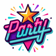 neon party sign glowing