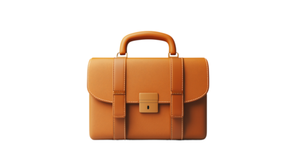 Png Elegant Brown Leather Briefcase, Professional Business Bag, Classic Design isolated on transparent background