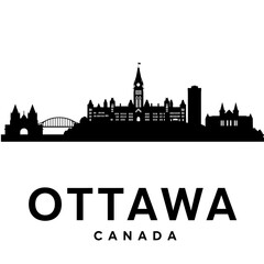 Fototapeta premium Ottawa Cityscape - Black and White Vector