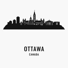 Naklejka premium Ottawa Cityscape - Black and White Vector