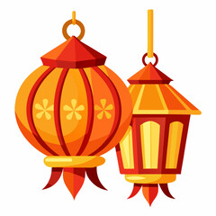 Fototapeta premium decorative paper lanterns glowing warmly 