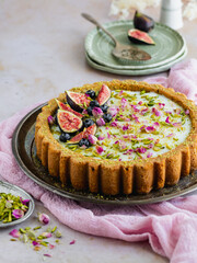 Pistachio Mahalabia Custard Cake View