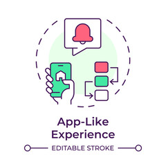 App like experience multi color concept icon. Function as native mobile applications. Feature of PWAs. Round shape line illustration. Abstract idea. Graphic design. Easy to use in presentation