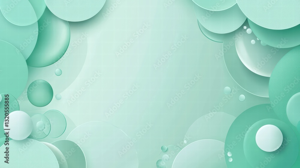 Poster abstract mint green circles: a serene and modern abstract background featuring overlapping circles i