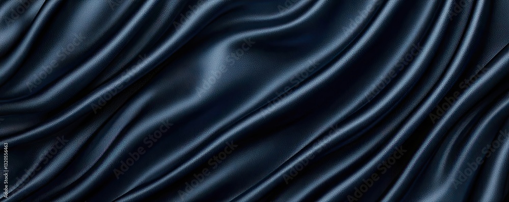 Poster dramatic nighttime abstract background idea. elegant dark satin fabric draped with soft folds and sm