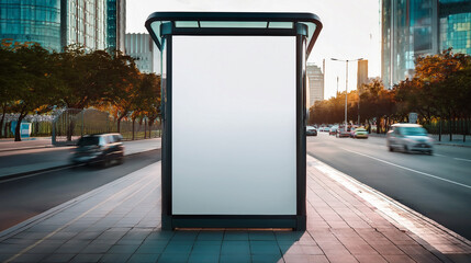 Street Billboard Mockup on City Background