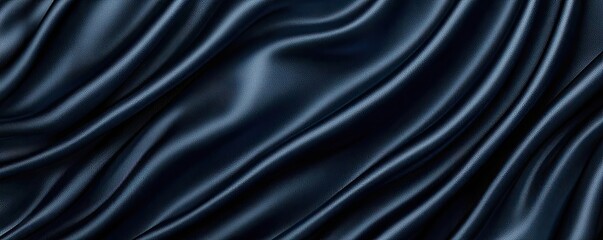 Fototapeta premium Dramatic nighttime abstract background idea. Elegant dark satin fabric draped with soft folds and smooth texture.