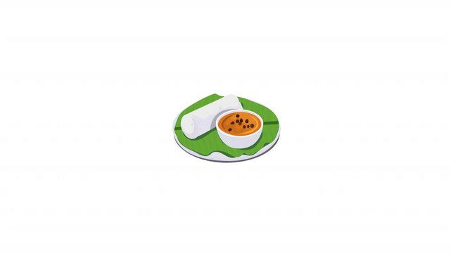 Steamed puttu with spicy kadala curry animation, showcasing Kerala&rsquo;s flavors.