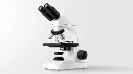 A sleek microscope on a white background, emphasizing its design and functionality for scientific exploration.