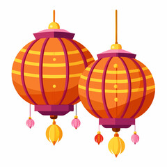 Obraz premium decorative paper lanterns glowing warmly 