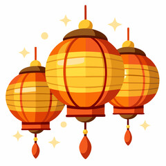 Obraz premium decorative paper lanterns glowing warmly 