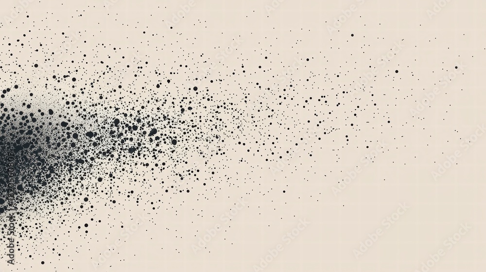 Poster abstract black dispersion: a dynamic abstract image featuring a dispersion of black particles on a n