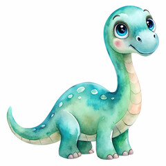 Fototapeta premium A baby Brachiosaurus Dinosaur Illustration: A charming illustration of a friendly dinosaur with vibrant colors and a delightful expression, perfect for children's projects and educational materials. 