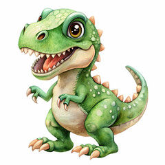 Obraz premium Cute T-Rex: a charming and adorable illustration of a baby Tyrannosaurus Rex, designed with a friendly demeanor and vibrant colors, captivating viewers with its playful essence.