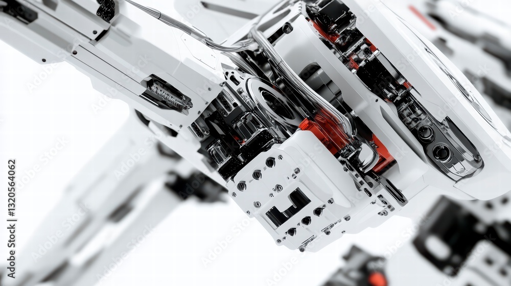 Poster robotic arm close-up: intricate details of a robotic arm, showcasing its complex mechanics and preci