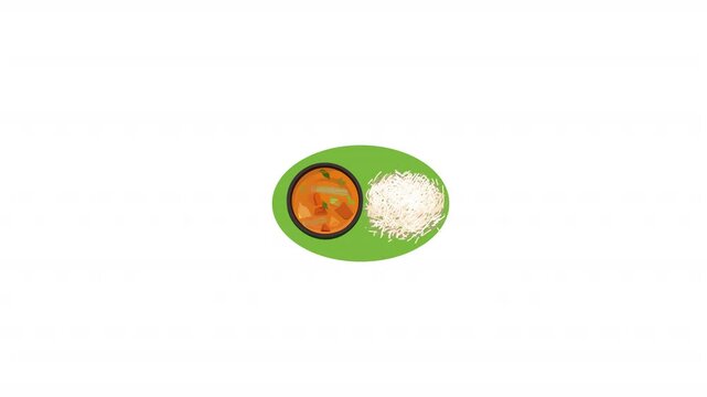 Delicate sevai animation served with curry, highlighting traditional flavors.