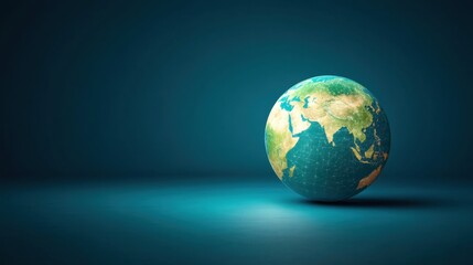 Fototapeta premium Detailed Globe Representation with Illuminated Map Displaying Continents and Oceans on a Dark Background for Educational or Creative Use