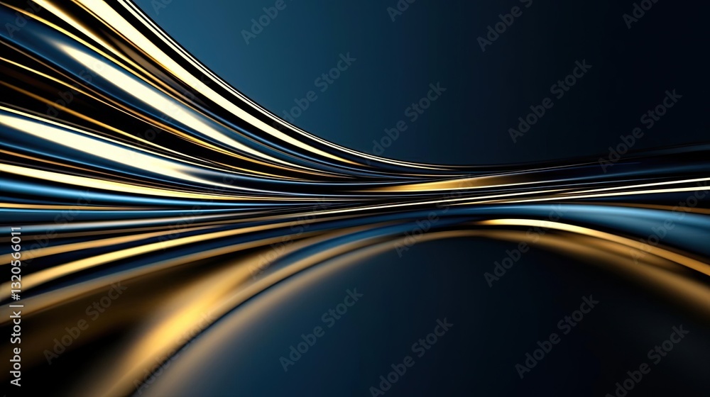 Poster dramatic nighttime abstract background idea. abstract flowing lines of gold and blue create a dynami