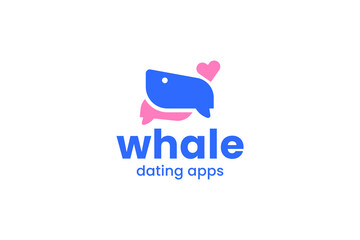Whale logo icon illustration, simple logo for branding