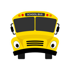 School bus with eyes cartoon style