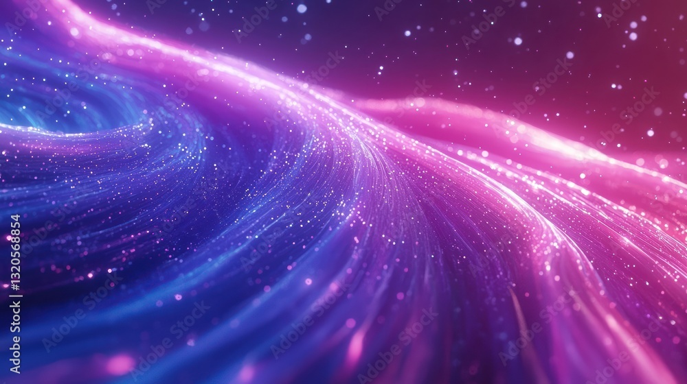 Aufkleber abstract digital artwork featuring flowing lines and sparkling light particles