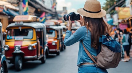 Tourist Taking a Photo in Bangkok, Thailand