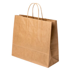 Brown Paper Shopping Bag From Organic Nature-friendly Material For Carrying Solution Isolated On Transparent Or White Background, Cutout Png