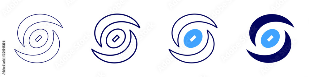 Poster vortex icon in 4 different styles. thin line, line, bold line, duotone. duotone style. editable stro