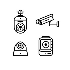CCTV line icon set, video surveillance made linear style, sign camera for use logo and other design