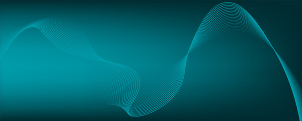 High tech blue green wave dark background. Abstract technology big data digital background.
