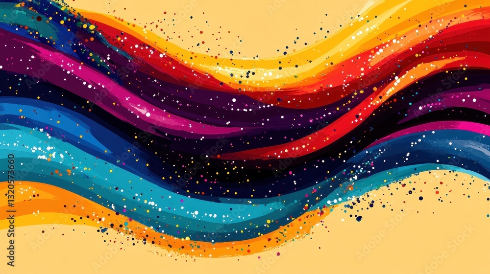 Aufkleber abstract artwork showing colorful swirling waves with tiny particle details