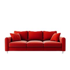 Fototapeta premium Red Velvet Sofa Modern Furniture Home Decor