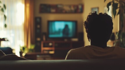 Person watching TV at home