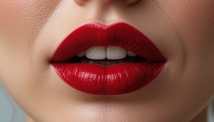 Obraz premium Sexy female red lips closeup.