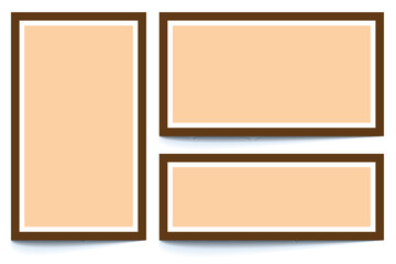 Realistic empty photo card frame, film set. Vector isolated picture frame mockup with shadow on transparent background. Poster frame mockup. Vector illustration